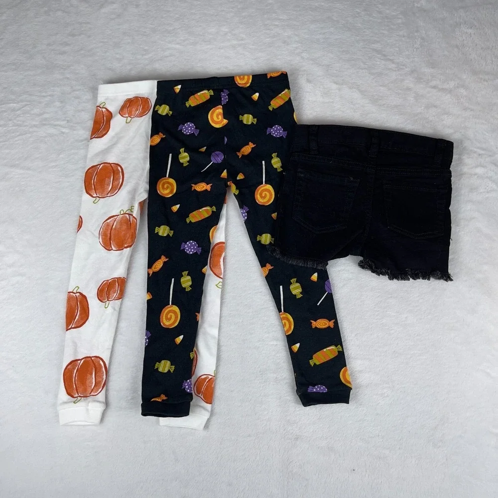 Lot of 3 Cat &‎ Jack Leggings & Shorts 3T Multi patterned Cutt Off Super Stretch